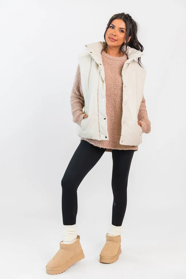 Wilder Days Cream Faux Leather Puffer Vest FINAL SALE sold by Pink Lily product image thumbnail 2