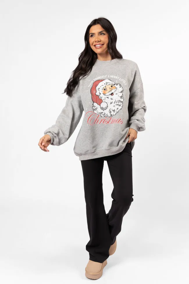 Santa Merry Little Christmas Light Grey Oversized Graphic Sweatshirt DOORBUSTER sold by Pink Lily product image thumbnail 2