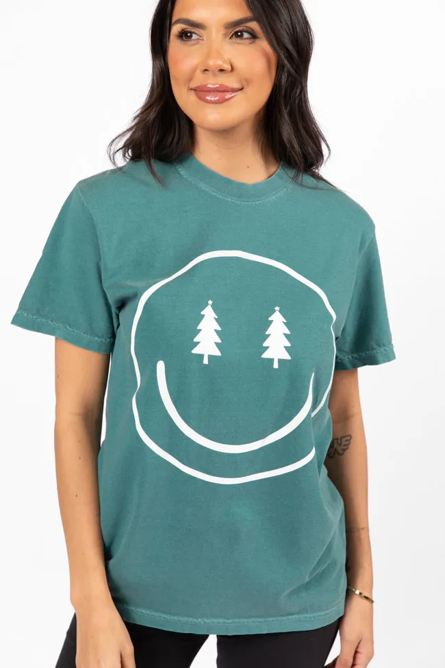 Smiley Face Christmas Tree Emerald Comfort Color Graphic Tee DOORBUSTER sold by Pink Lily product image thumbnail 3