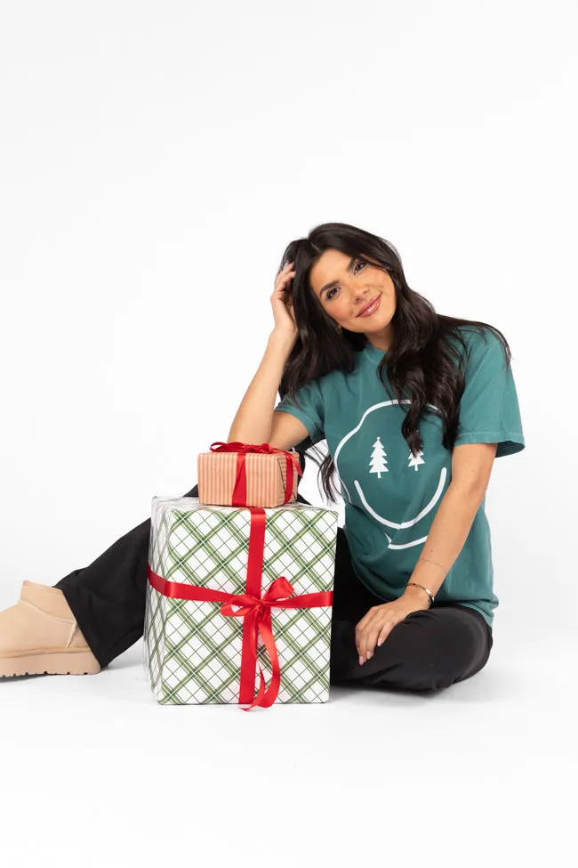 Smiley Face Christmas Tree Emerald Comfort Color Graphic Tee DOORBUSTER sold by Pink Lily product image thumbnail 4