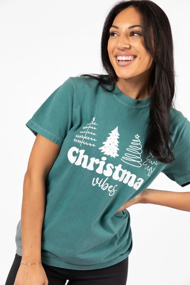 Christmas Vibes Emerald Comfort Color Graphic Tee DOORBUSTER sold by Pink Lily product image thumbnail 4