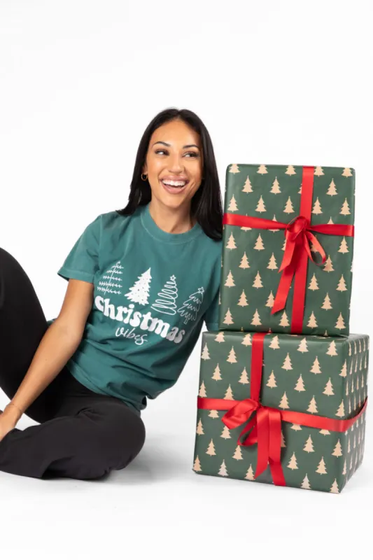 Christmas Vibes Emerald Comfort Color Graphic Tee DOORBUSTER sold by Pink Lily
