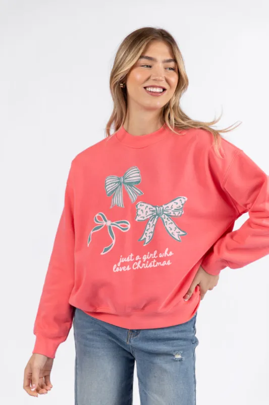 Just A Girl Who Loves Christmas Gumdrop Red Graphic Sweatshirt DOORBUSTER sold by Pink Lily