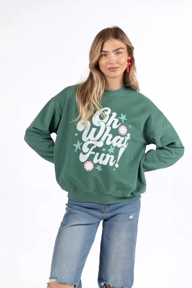 Oh What Fun Pine Needle Green Graphic Sweatshirt DOORBUSTER sold by Pink Lily product image thumbnail 4