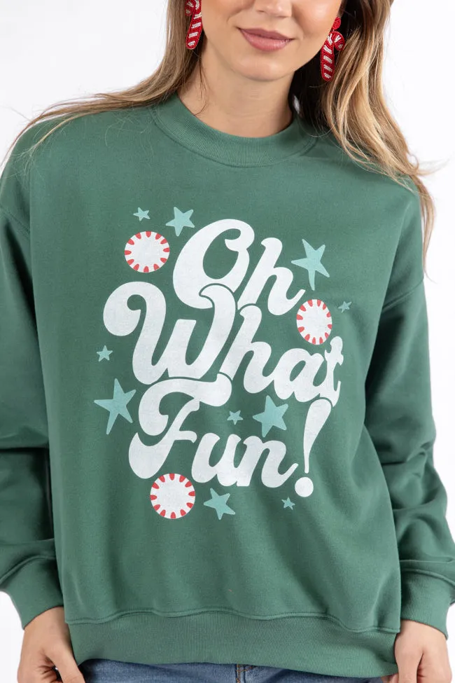 Oh What Fun Pine Needle Green Graphic Sweatshirt DOORBUSTER sold by Pink Lily product image thumbnail 3