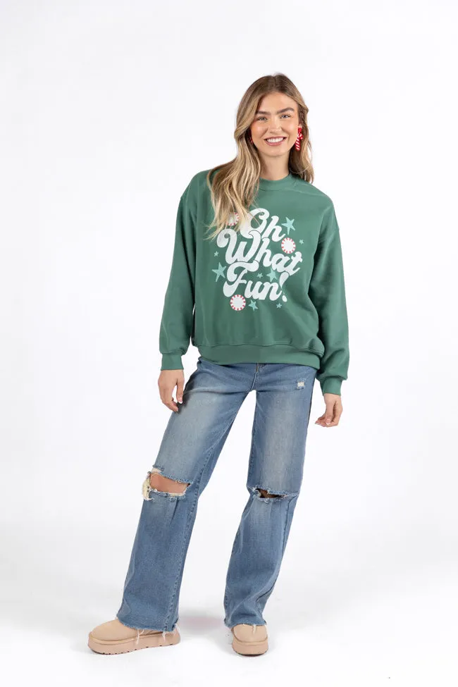 Oh What Fun Pine Needle Green Graphic Sweatshirt DOORBUSTER sold by Pink Lily product image thumbnail 2