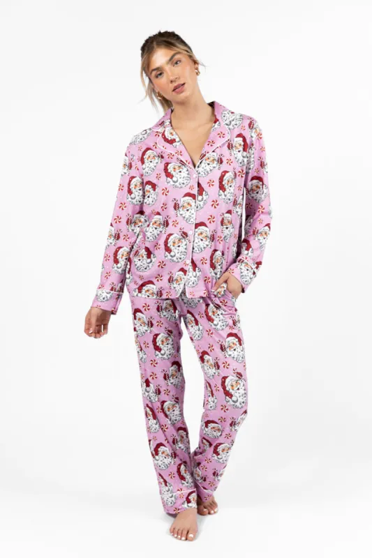 On A Cloud Pink Santa Pajama Set DOORBUSTER sold by Pink Lily