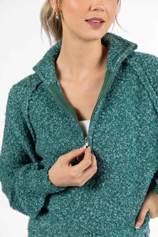 Signature Move Green Fuzzy Quarter Zip Pullover FINAL SALE sold by Pink Lily product image thumbnail 4