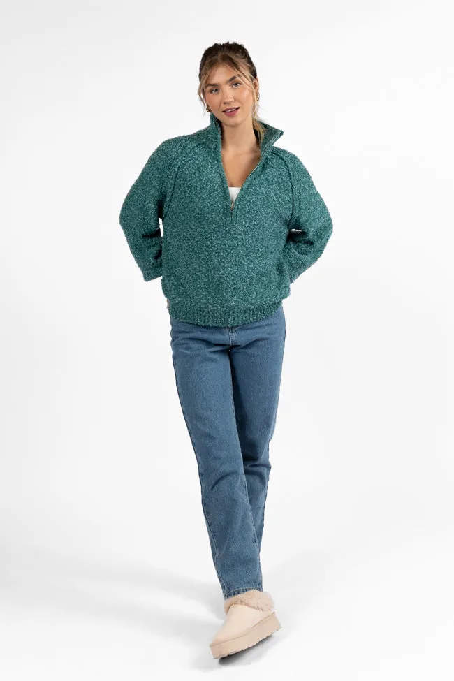Signature Move Green Fuzzy Quarter Zip Pullover FINAL SALE sold by Pink Lily product image thumbnail 3