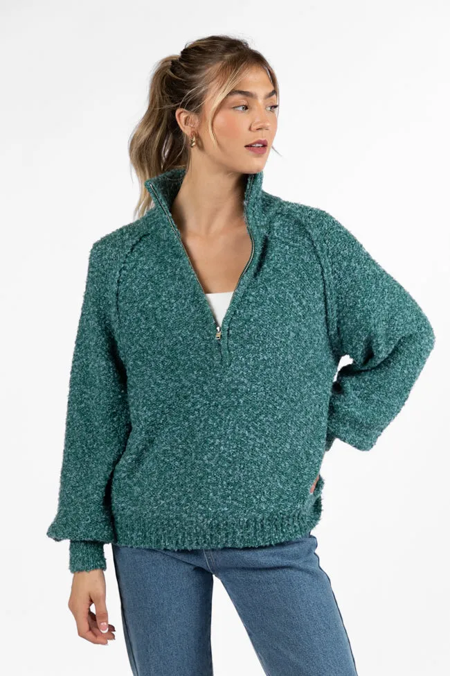 Signature Move Green Fuzzy Quarter Zip Pullover FINAL SALE sold by Pink Lily product image thumbnail 2