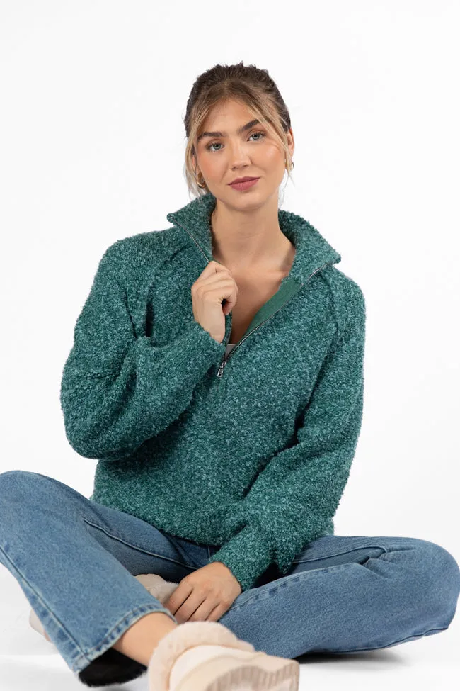 Signature Move Green Fuzzy Quarter Zip Pullover FINAL SALE sold by Pink Lily