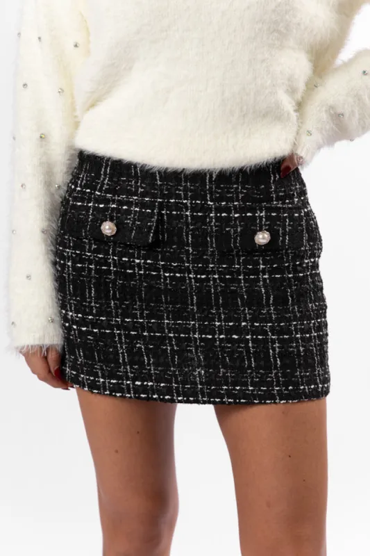 Amazed By You Black Tweed Pocketed Skort FINAL SALE sold by Pink Lily