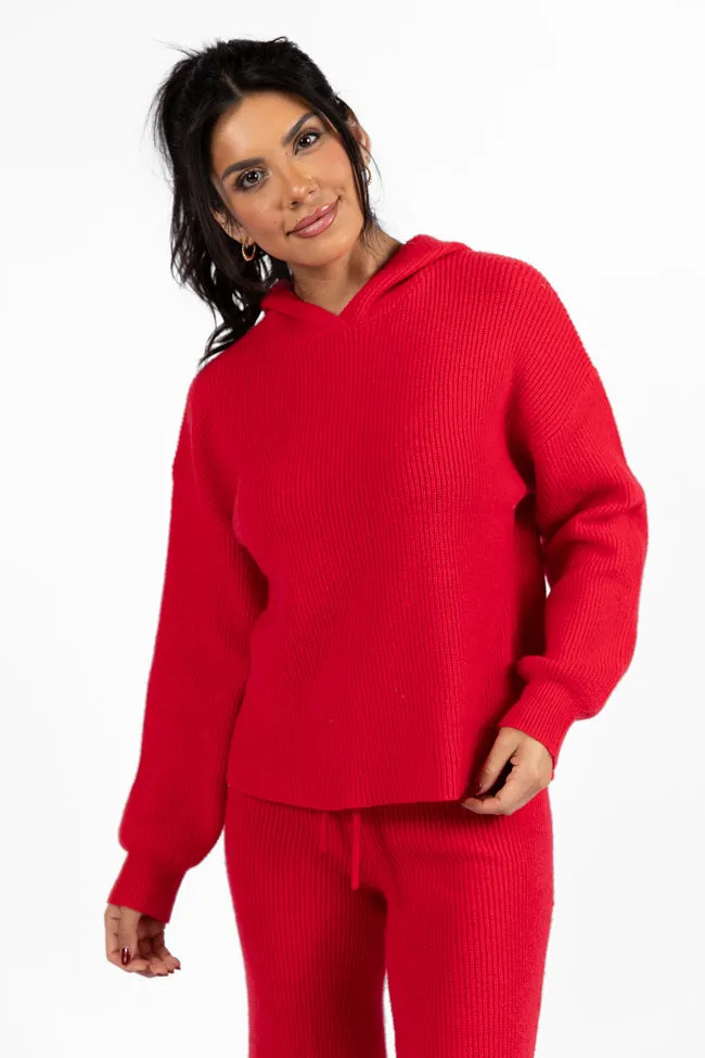 Cloud Chaser Red Sweater Knit Hoodie FINAL SALE sold by Pink Lily product image thumbnail 3