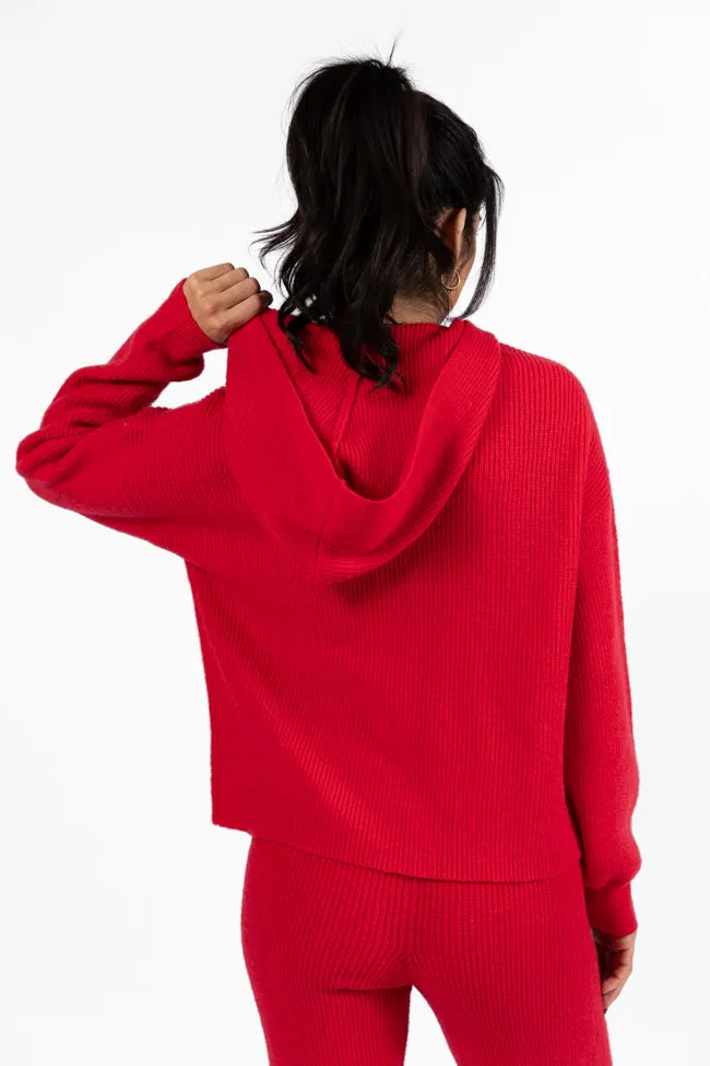 Cloud Chaser Red Sweater Knit Hoodie FINAL SALE sold by Pink Lily product image thumbnail 5