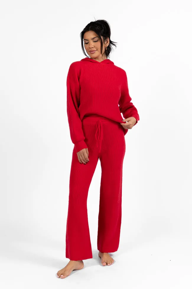 Cloud Chaser Red Sweater Knit Hoodie FINAL SALE sold by Pink Lily