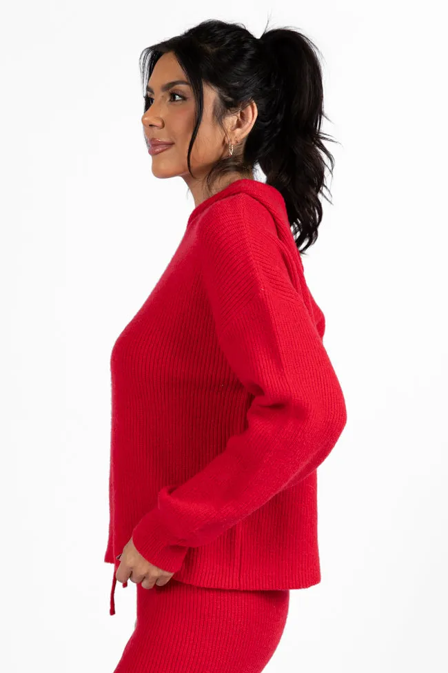 Cloud Chaser Red Sweater Knit Hoodie FINAL SALE sold by Pink Lily product image thumbnail 4