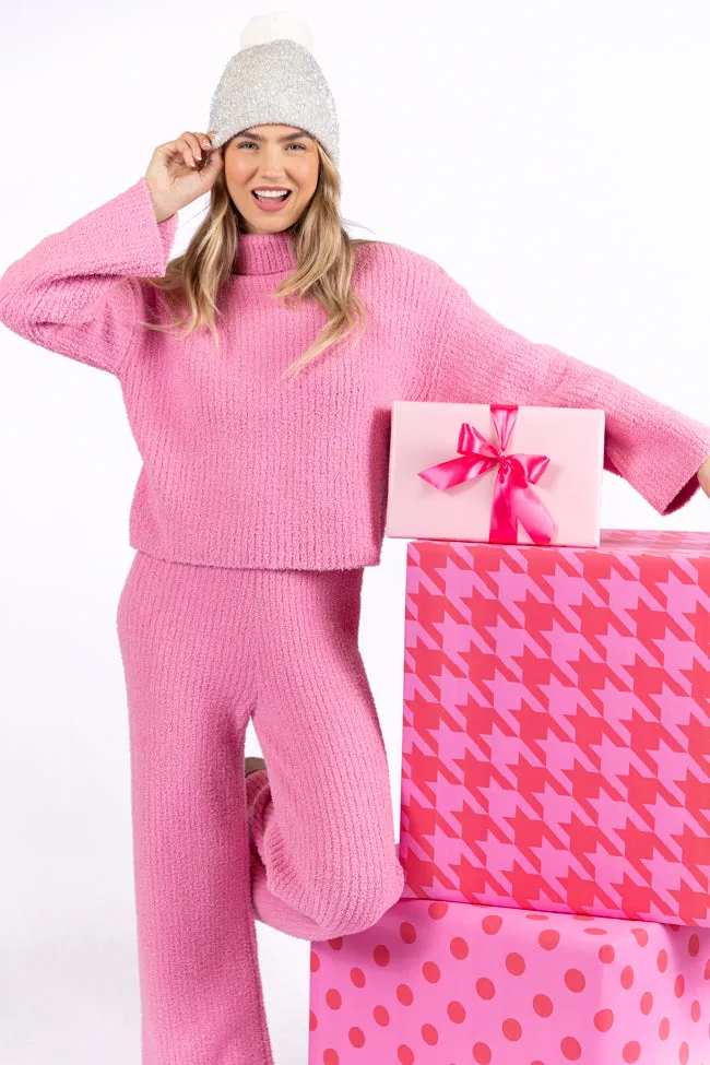 Keep It Comfy Candy Pink Fuzzy Turtleneck Sweater Set FINAL SALE sold by Pink Lily