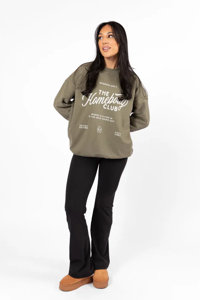 The Homebody Club Olive Oversized Graphic Sweatshirt sold by Pink Lily product image thumbnail 3