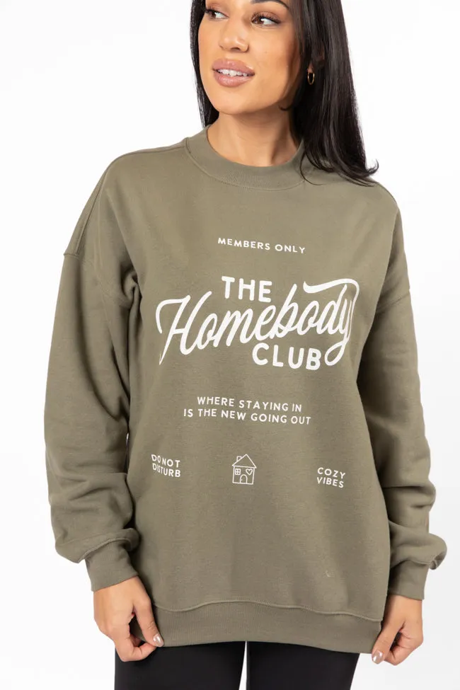 The Homebody Club Olive Oversized Graphic Sweatshirt sold by Pink Lily product image thumbnail 2