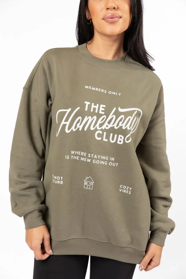 The Homebody Club Olive Oversized Graphic Sweatshirt sold by Pink Lily product image thumbnail 4