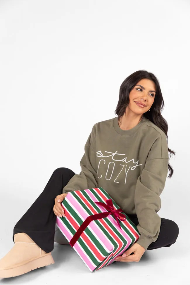 Stay Cozy Olive Oversized Graphic Sweatshirt sold by Pink Lily product image thumbnail 4
