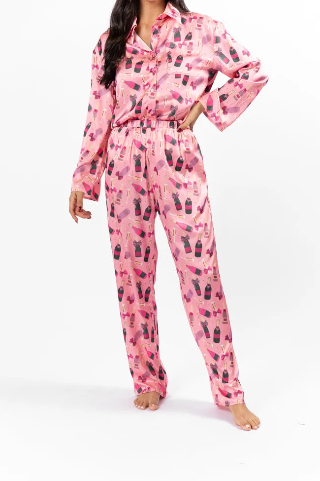 No Place Like Home Pink Silk Champagne Pajama Pants FINAL SALE sold by Pink Lily product image thumbnail 2