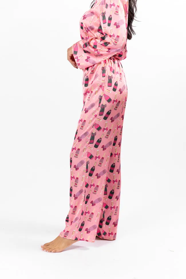 No Place Like Home Pink Silk Champagne Pajama Pants FINAL SALE sold by Pink Lily product image thumbnail 3