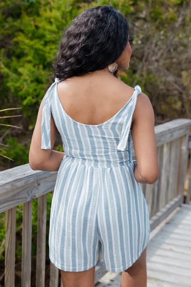 Big Ambitions Blue Striped Tie Strap Romper FINAL SALE sold by Pink Lily product image thumbnail 5