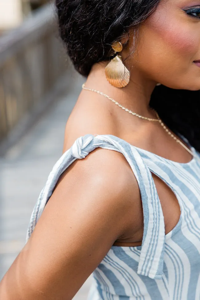 Big Ambitions Blue Striped Tie Strap Romper FINAL SALE sold by Pink Lily product image thumbnail 3