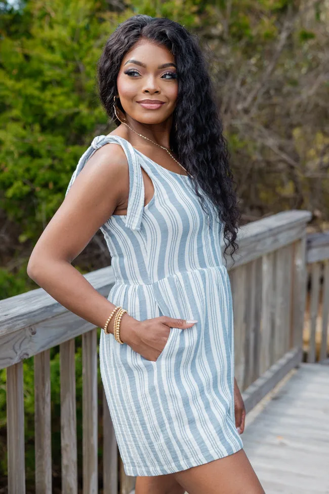 Big Ambitions Blue Striped Tie Strap Romper FINAL SALE sold by Pink Lily product image thumbnail 4