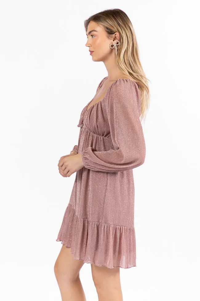 Presence Of Love Pink Shimmer Long Sleeve Sweetheart Dress FINAL SALE sold by Pink Lily product image thumbnail 4