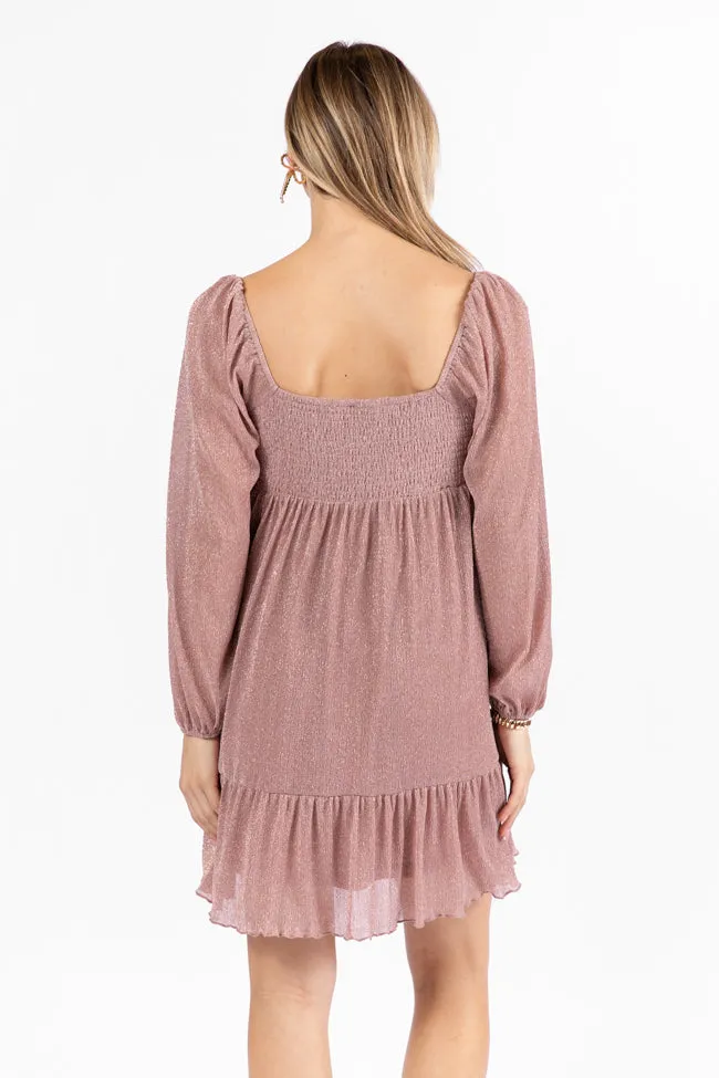 Presence Of Love Pink Shimmer Long Sleeve Sweetheart Dress FINAL SALE sold by Pink Lily product image thumbnail 3