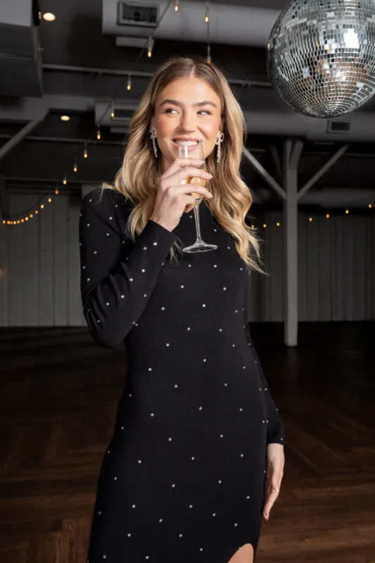 The Art Of Happiness Black Embellished Detail Knit Maxi Dress  FINAL SALE sold by Pink Lily