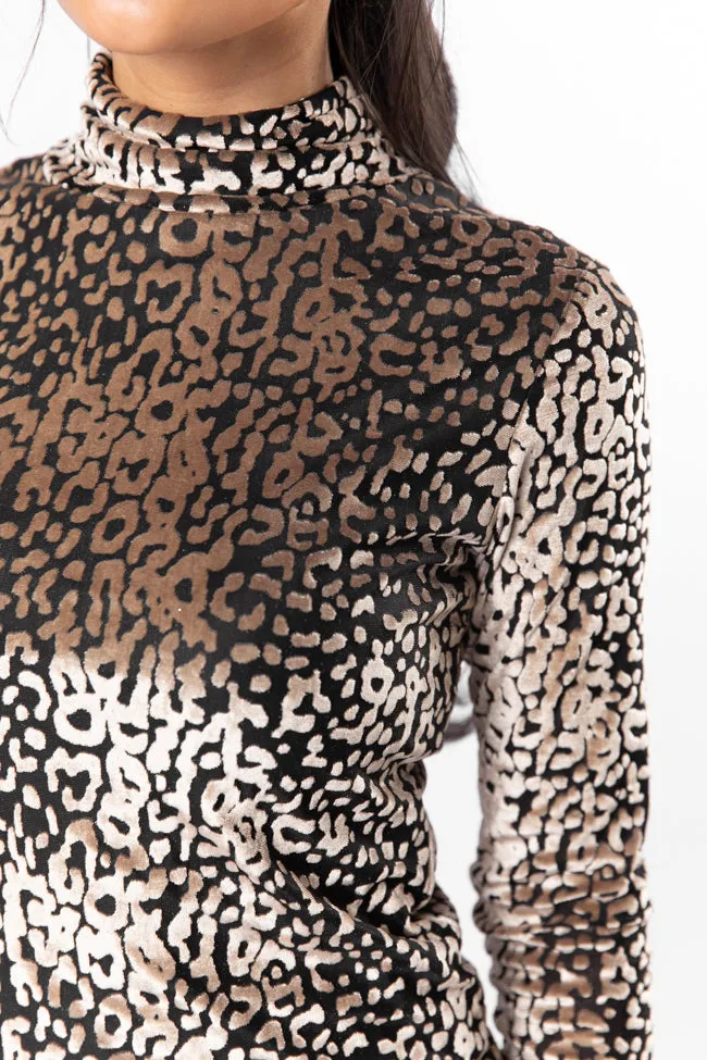 What A Wonderful Velvet Leopard Printed Turtleneck Blouse FINAL SALE sold by Pink Lily product image thumbnail 3