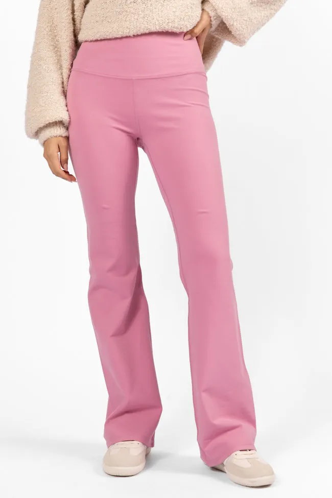 Get Moving Pink Flare Knit Leggings FINAL SALE sold by Pink Lily