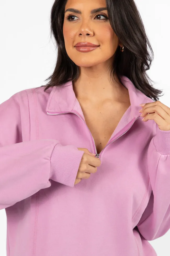 Chill Factor Purple Quarter Zip Pullover Sweatshirt FINAL SALE sold by Pink Lily product image thumbnail 3