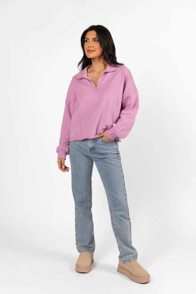 Chill Factor Purple Quarter Zip Pullover Sweatshirt FINAL SALE sold by Pink Lily product image thumbnail 2