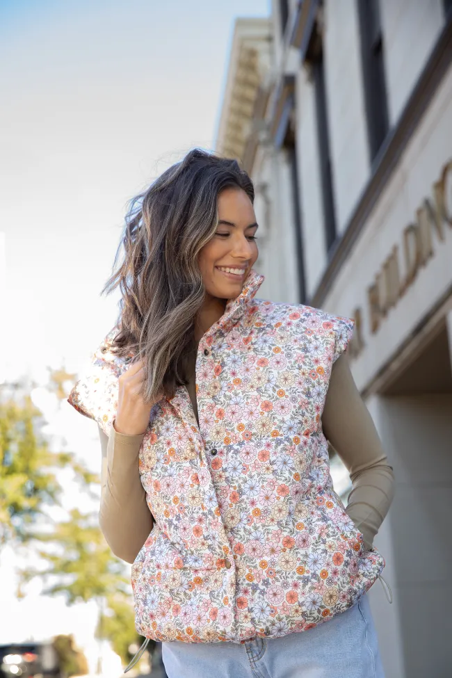Cool Down Multi Floral Printed Puffer Vest FINAL SALE sold by Pink Lily