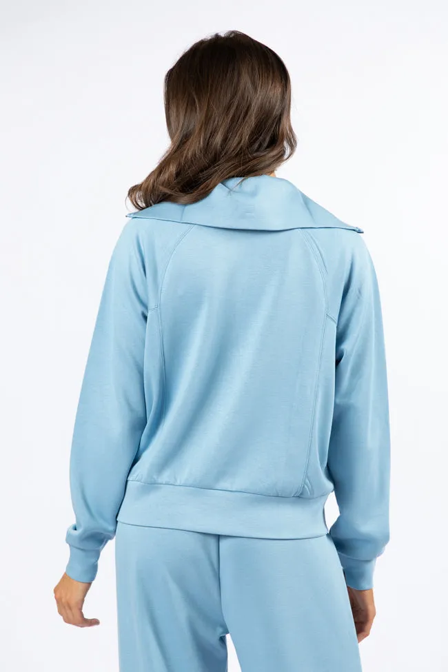 Let's Just Stay Blue Quarter Zip Knit Pullover FINAL SALE sold by Pink Lily product image thumbnail 4