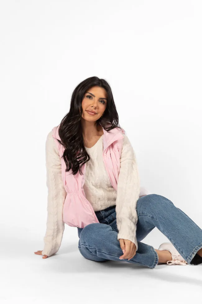 Mountain High Light Pink Ruched Puffer Vest FINAL SALE sold by Pink Lily product image thumbnail 2