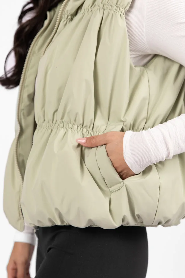 Mountain High Sage Ruched Puffer Vest FINAL SALE sold by Pink Lily product image thumbnail 4