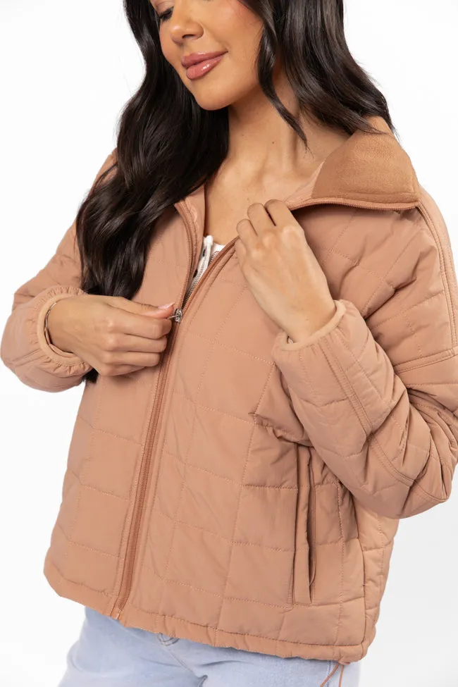 Vail Valley Brown Lightweight Puffer Jacket FINAL SALE sold by Pink Lily product image thumbnail 3