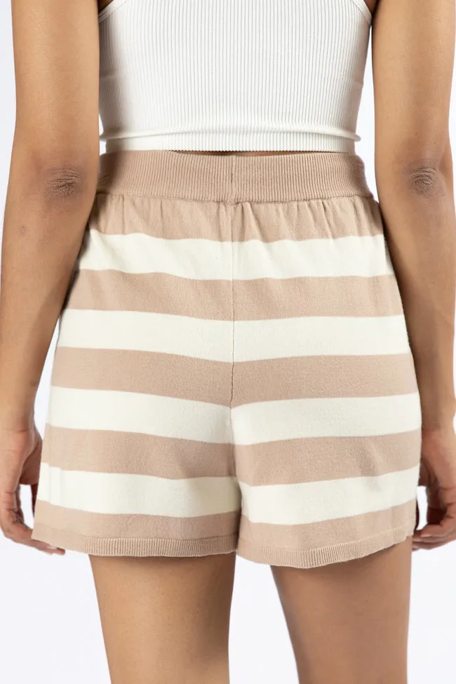 Pulling Heartstrings Taupe And Cream Striped Knit Shorts FINAL SALE sold by Pink Lily product image thumbnail 4