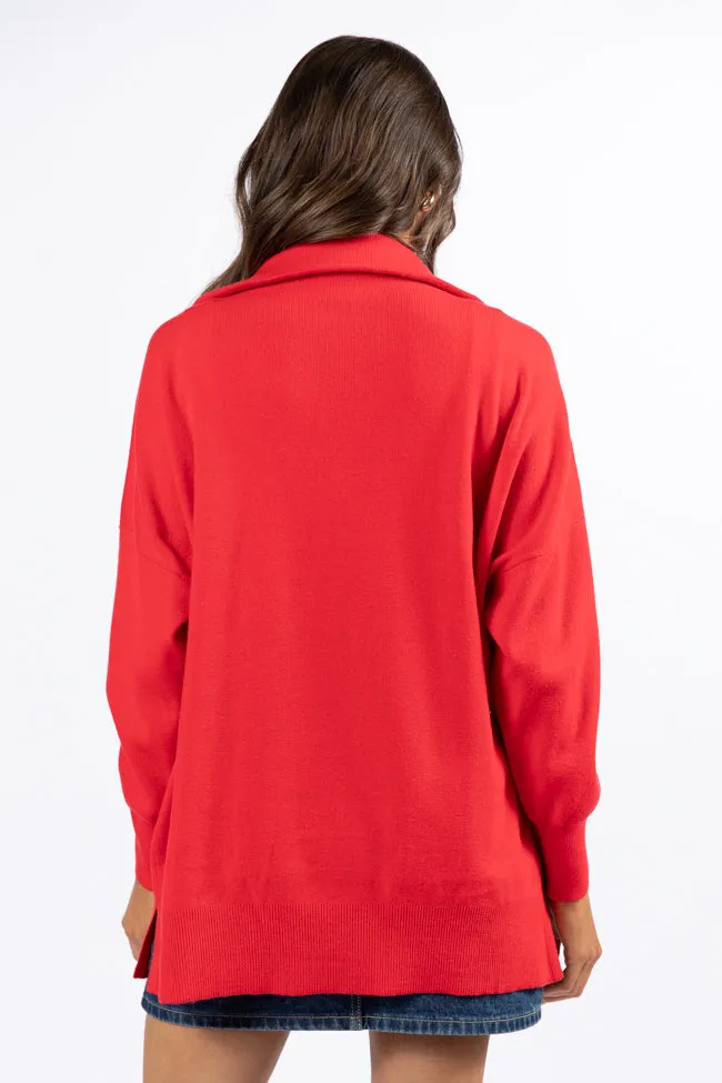 Pulling Heartstrings Red Quarter Zip Pullover FINAL SALE sold by Pink Lily product image thumbnail 5