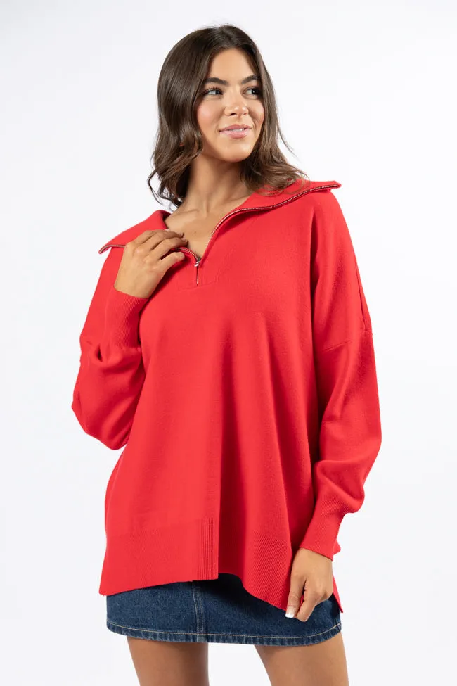 Pulling Heartstrings Red Quarter Zip Pullover FINAL SALE sold by Pink Lily product image thumbnail 3