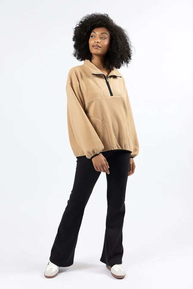 Outside The Box Beige Contrast Trim Fleece Pullover FINAL SALE sold by Pink Lily product image thumbnail 3