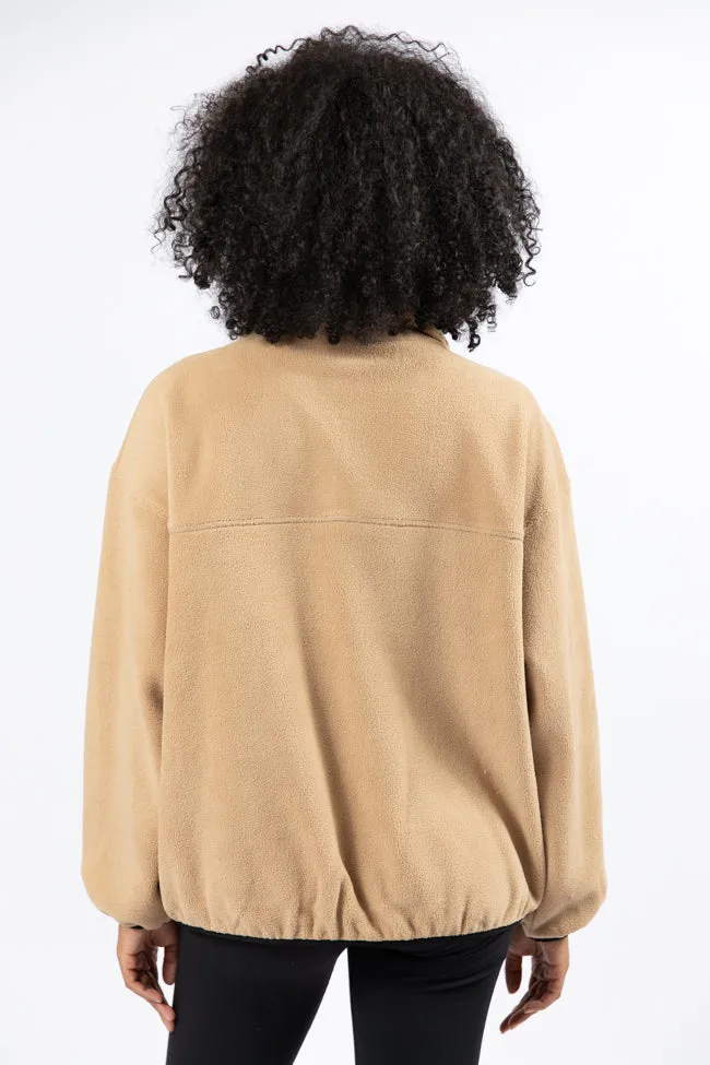 Outside The Box Beige Contrast Trim Fleece Pullover FINAL SALE sold by Pink Lily product image thumbnail 5