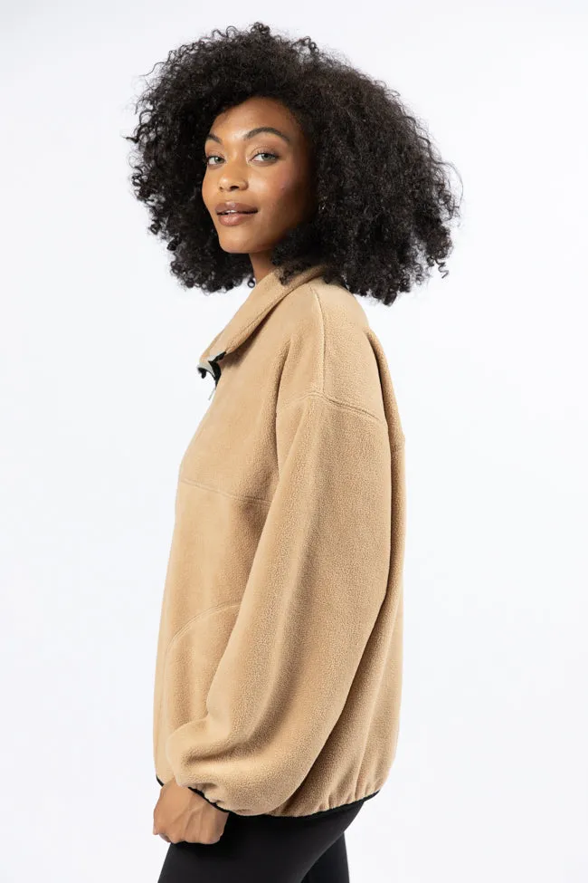 Outside The Box Beige Contrast Trim Fleece Pullover FINAL SALE sold by Pink Lily product image thumbnail 4
