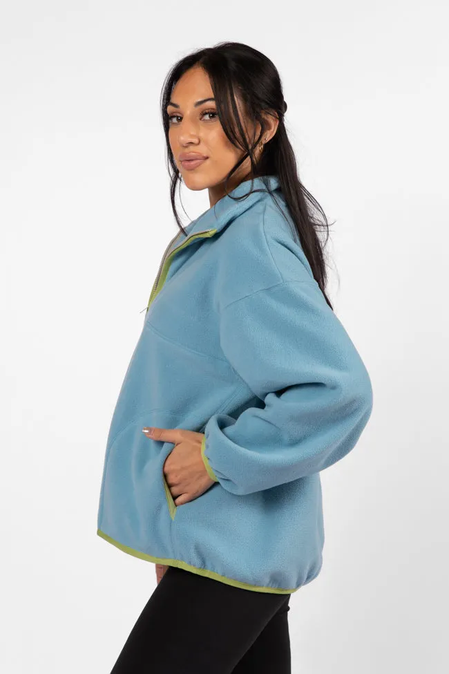 Outside The Box Blue Contrast Trim Fleece Pullover FINAL SALE sold by Pink Lily product image thumbnail 4