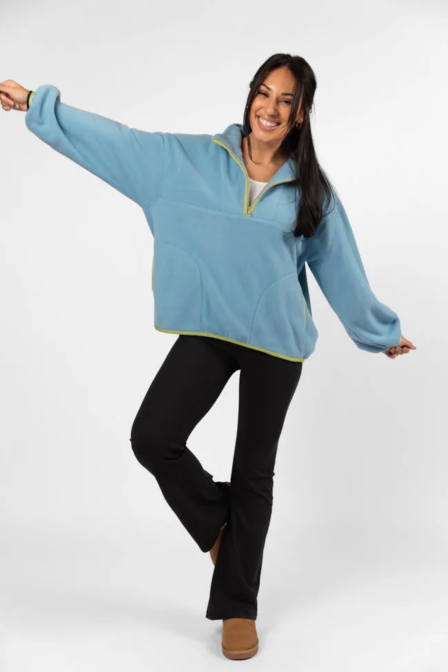 Outside The Box Blue Contrast Trim Fleece Pullover FINAL SALE sold by Pink Lily product image thumbnail 2